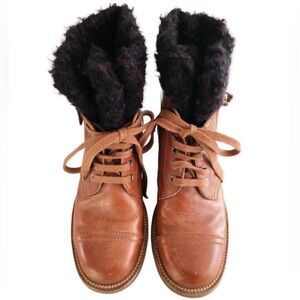 Vintage 90’s Chanel brown leather combat boots 36